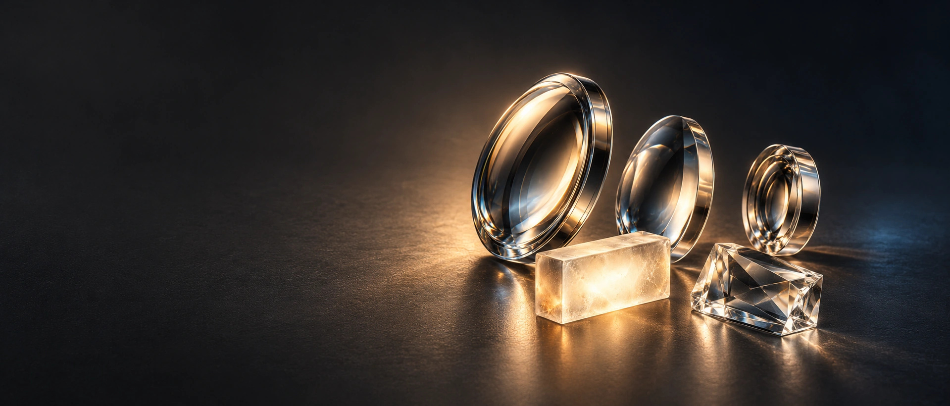 Eine optische Glasstudie mit Körnung, bernsteinfarbenem und blauem Licht